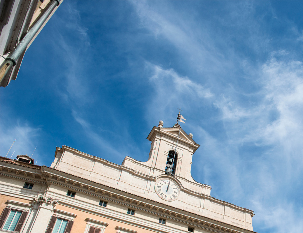  Palazzo Montecitorio, home  to the Chamber of Deputies, overlooks piazza del Parlamento