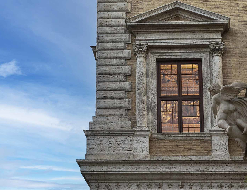 A detail of Palazzo Farnese, an architectural jewel that is a treasure trove of art and politics  in the Eternal City
